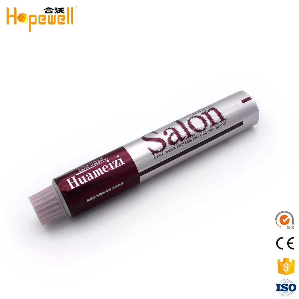 Personal care products packaging collapsible aluminum squeeze tube hair dye color cream cosmetic metal tube