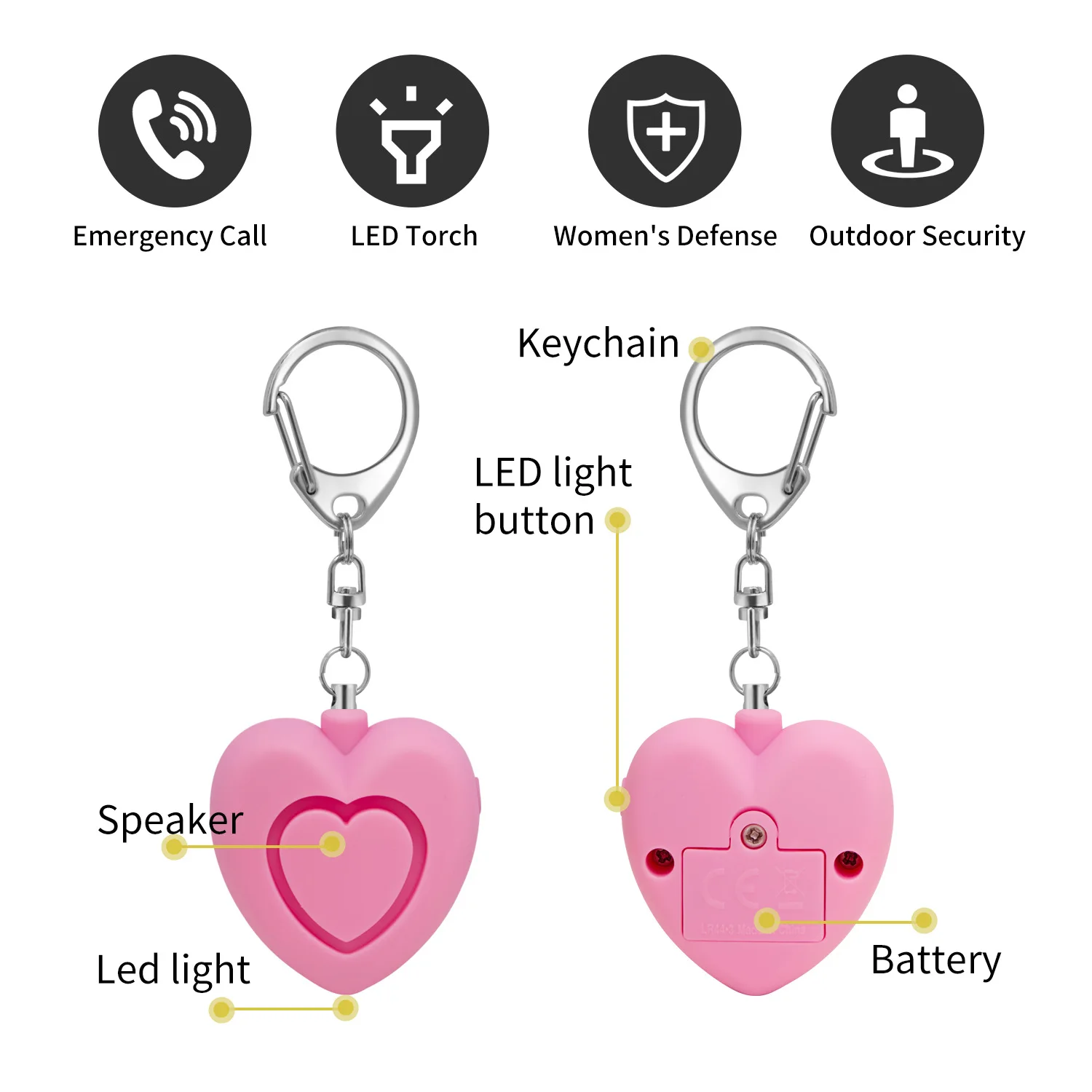 130db anti attack personal safety alarm self defense keychain for kids lady protection