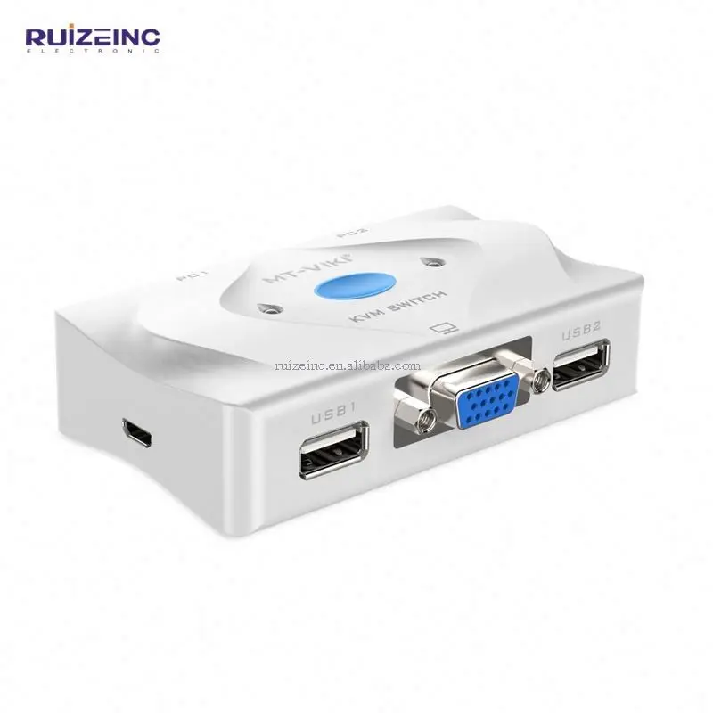 2 Port KVM Switch 2 input 1 output VGA USB Hotkey Wired Remote Controller Select Auto Scan with Cable MT-201KL