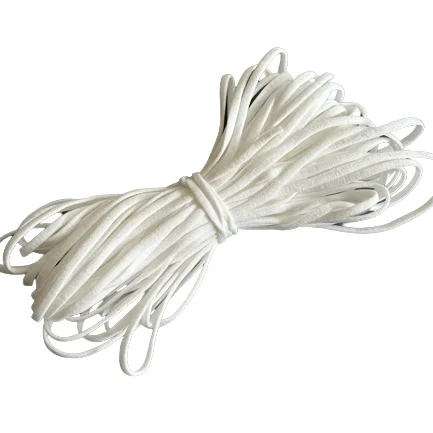 3.5mm Spandex/Nylon Flat White Elastic Earloop  for 3ply disposable mask