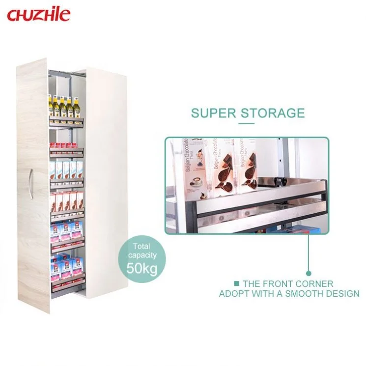 Kitchen Cabinet Pull Out Basket Cabinet Storage Organizer Stainless Steel 201 Panel Kitchen Fittings Tall Unit Basket 300mm