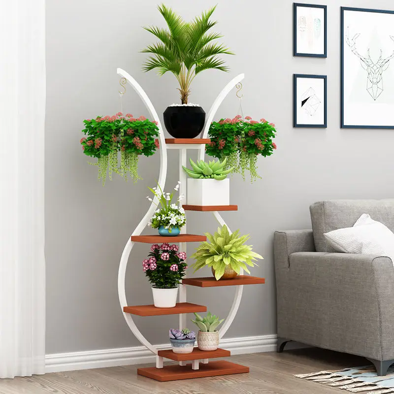 Wholesales Flower Stand Living Room Floor Wrought Iron Multi-Layer Rack Home Flower Plant Display Rack Stand