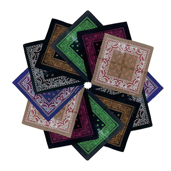 High quality square organic cotton custom logo sublimation print bandana