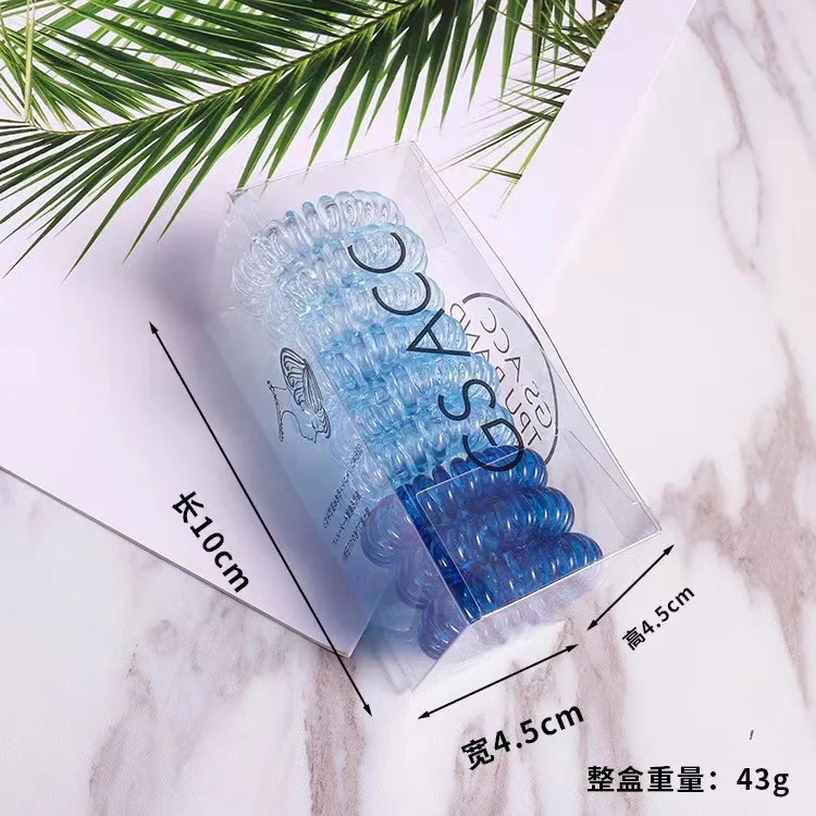 Telephone Wire Hair Ties Gradient Colorful Elastic Plastic Hair Rubber Bands Spiral Scrunchies Hair Accessories For Women Girl