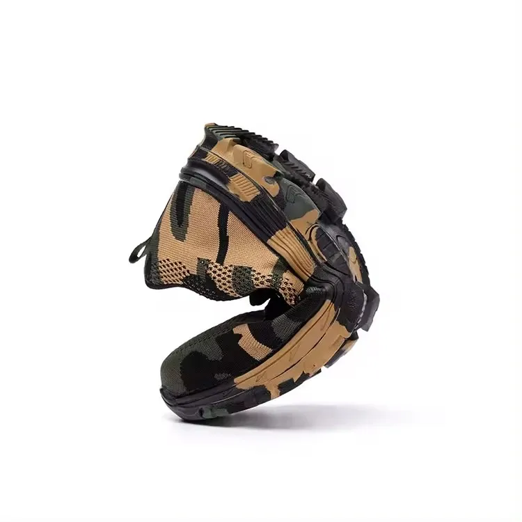 zapatos de trabajo camouflage breathable steel toe anti-smashing sports work safety shoes safety sneaker