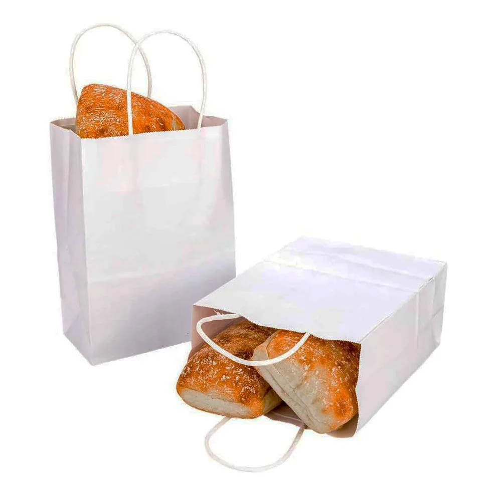 Reusable packaging Take away custom wholesale white Kraft paper Bread Coffee shop Snacks Cookie bag