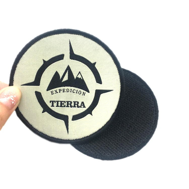 Custom Round Woven Logo Patch Merrow Border Machine Woven Patches For Hats