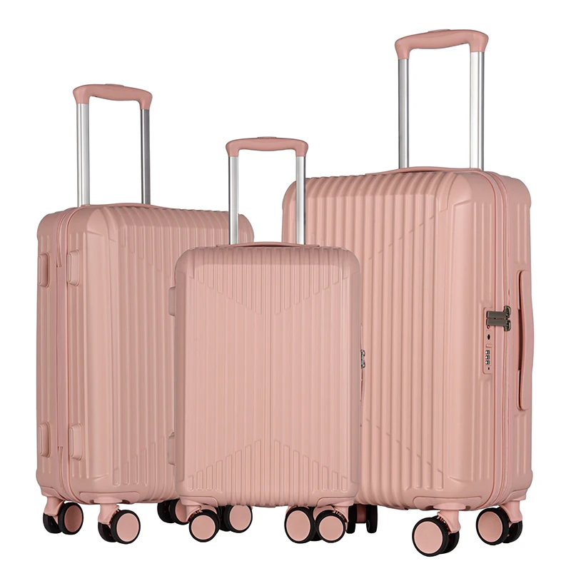 High Quality 3 Piece PC Material 4 Wheels Blue Travel Trolley Zipper Luggage Suitcase Set With Tsa Locks valize