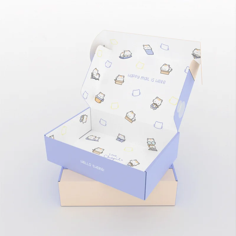 Foldable blue cartoon digital electronic product packaging box wholesale custom printing corrugated color boxes