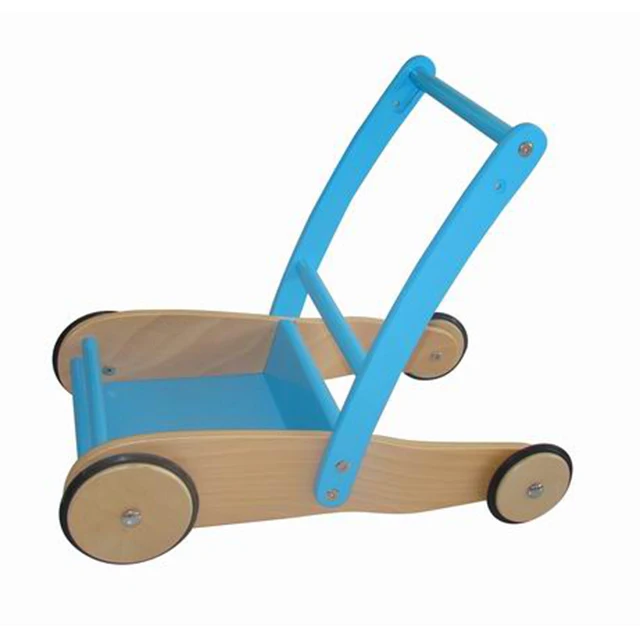 
Wooden Walking Baby Doll Pram with EVA Wheels for Kids 