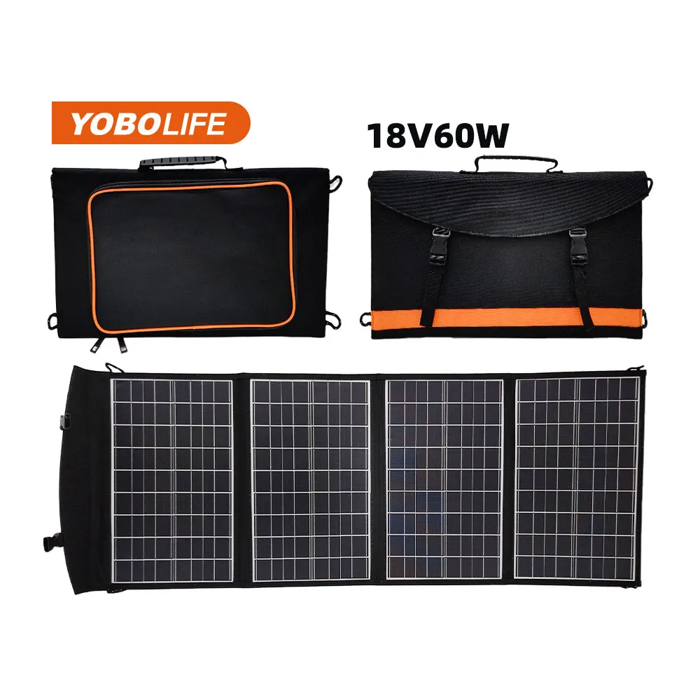 Flexible Sun Power Foldable solar panel 18V 60W 100W Portable Solar Panel Bag USB DC Output For Home Outdoor Travel