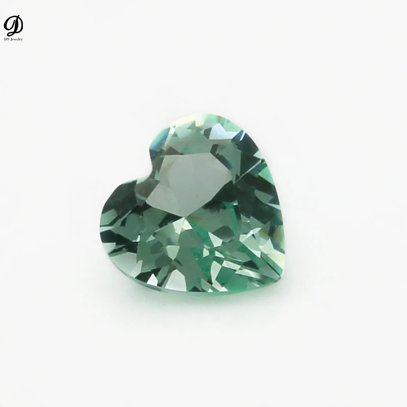 Synthetic Heart Shape 8*8mm #103/2 Light Green Beryl Nanosital Gemstone