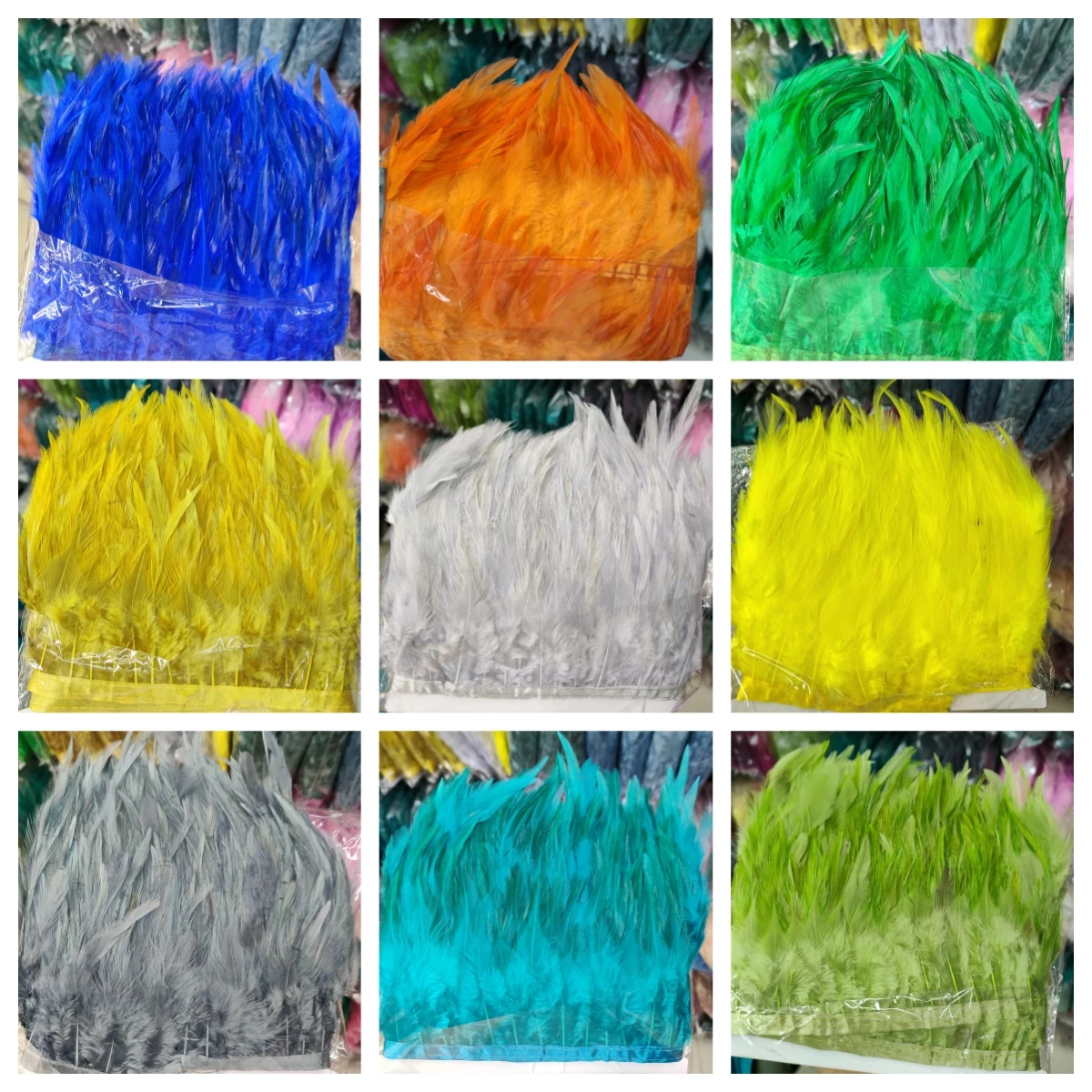 Wholesale High Quality Width 10-12cm Colorful Chicken Cock Feather Trim Strap Fringe Tassel For Women Performing Dress
