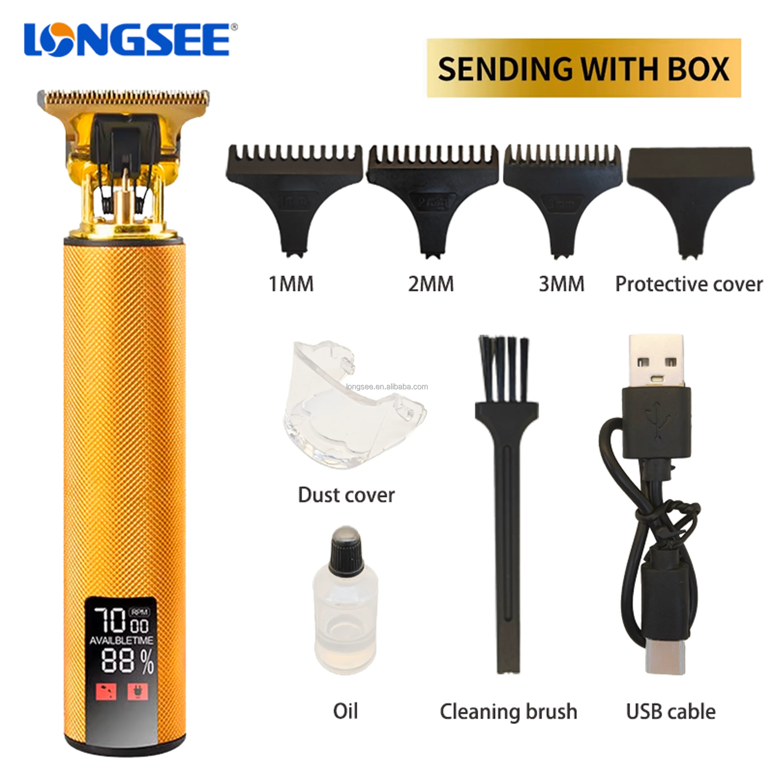 New 2024 Hot selling vintage T9 Hair Clipper Rechargeable LCD display good price professional shaving machine trimmer for men