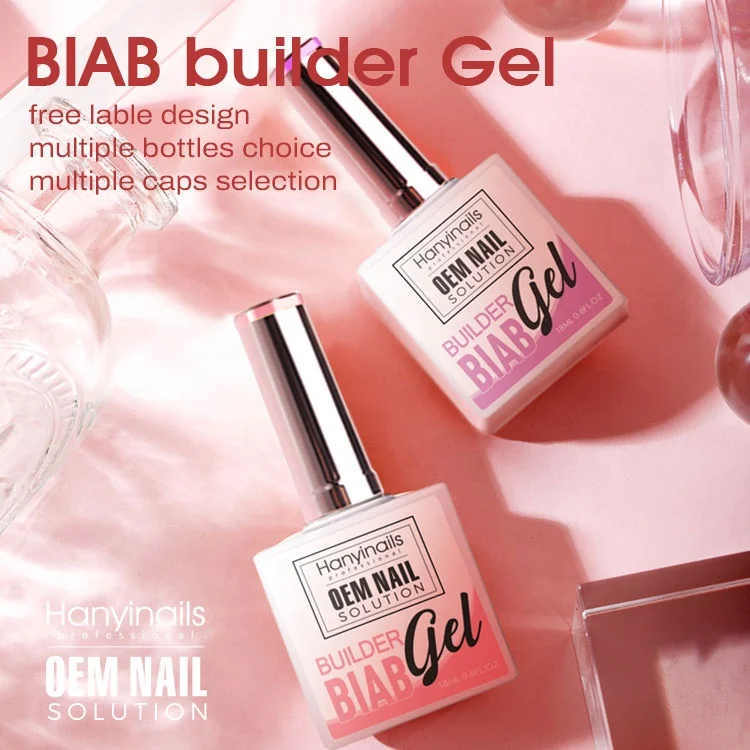 Hanyinails Private Label Rubber Base New Design Custom Thick Hema Free Base Coat nude pink nail Gel Polish  Extend Biab  Gel