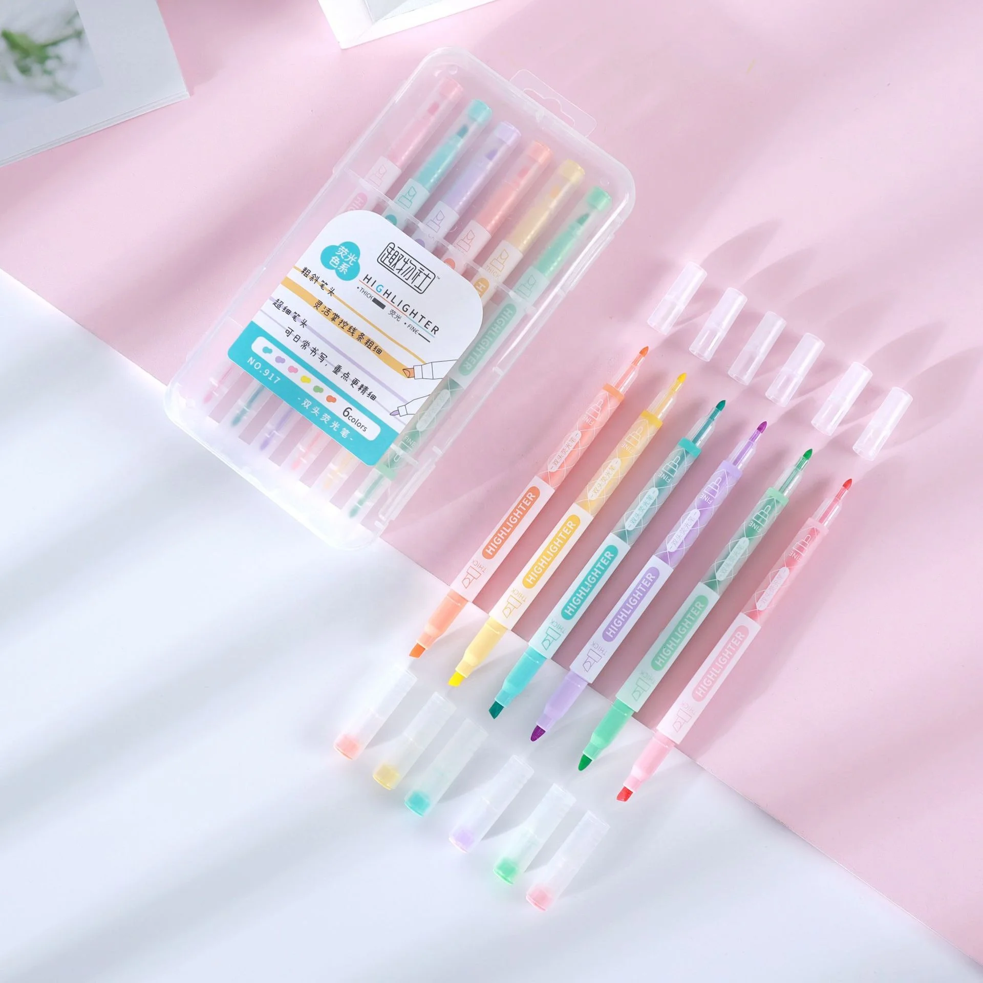 Double-head color-layering highlighter Stackable colors can be painted with Kawaii flash color-changing marker highlighter
