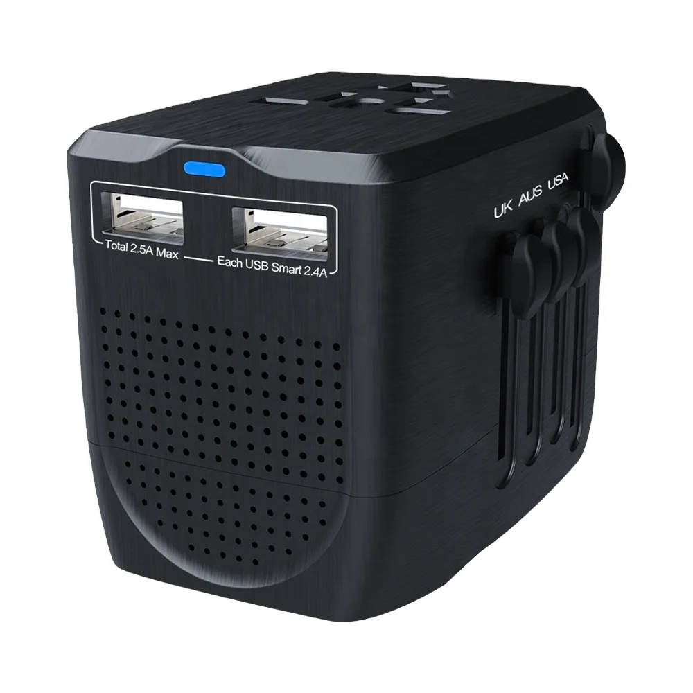 Wholesale CE Universal Power Step Down 220V to 110V Voltage Converter 2 USB International Travel Adapter