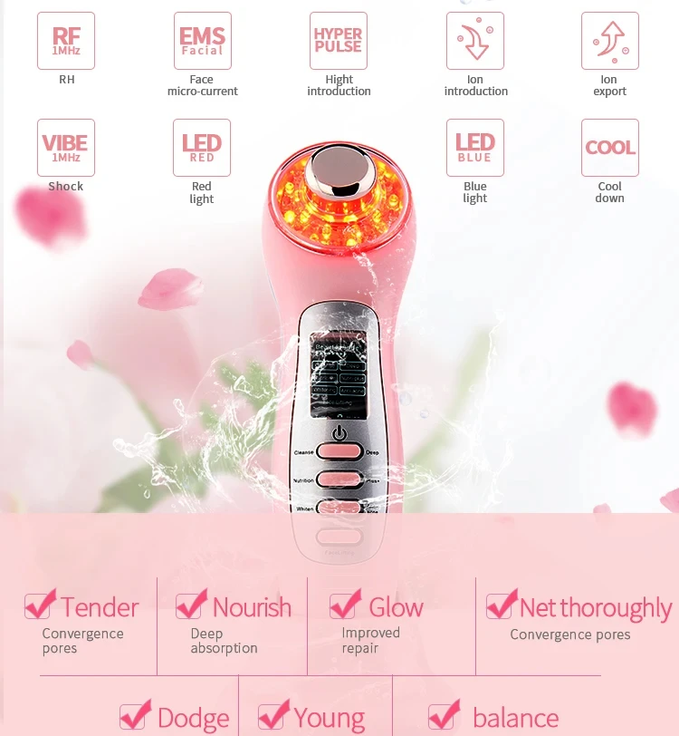 beauty cosmetic salon equipment facial 7 in 1 massage wand high frequency skin lifting tighten massage anti aging firm tighten