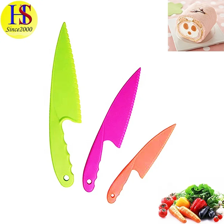 Chinese Cheap Colorful Household 3PCS Plastic Fruit Cutting Kitchen Knife for Kids
