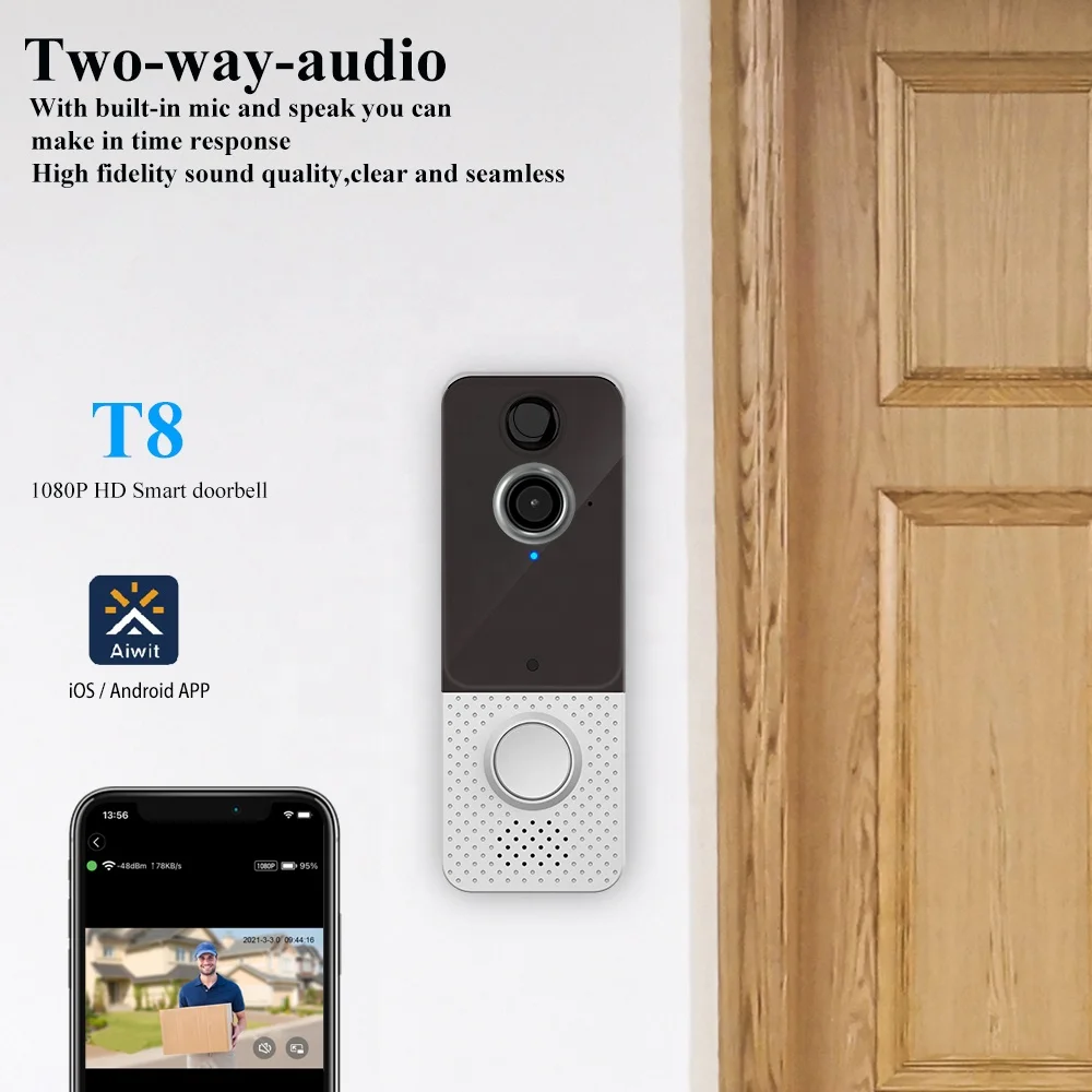 Smart Wifi Doorbell 1080P Support Sound/ Motion Detection Waterproof Wireless Intercom Door Bell