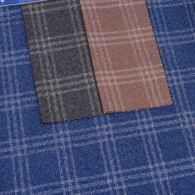 Hot Sale 2024 Classic Men White Striped Plaid Tr Suit Fabric Polyester Viscose Blue Suiting Stripes Fabric