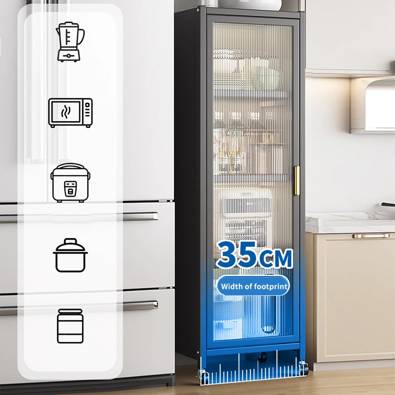 Kitchen pantry organizer spices food locker snack cabinet book shelf with door floor type countertop storage rack furniture