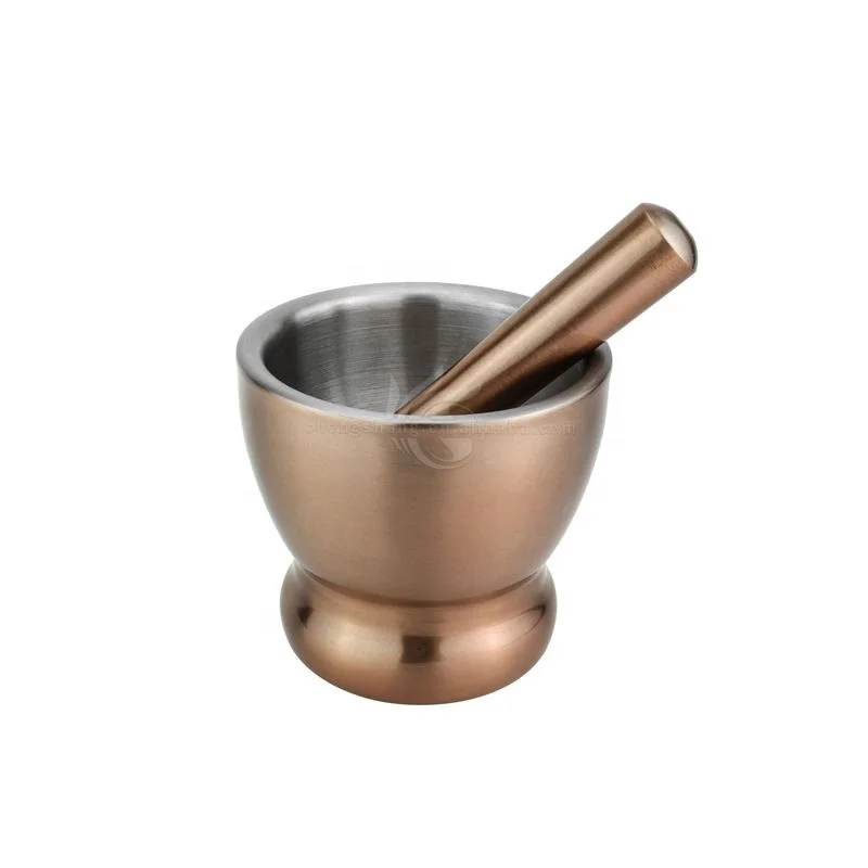 Copper New Fashionable Two Different Size Insulated Stainless Steel Mortar with Pestle