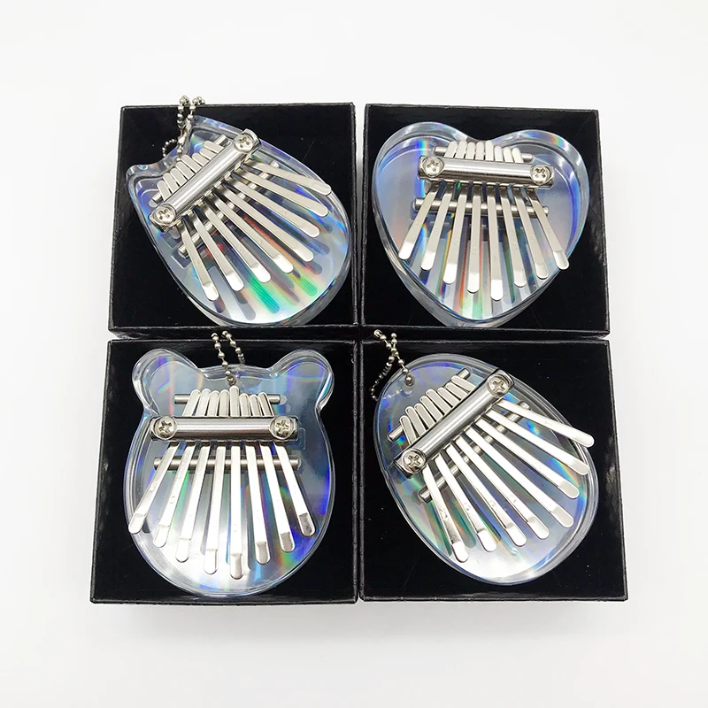 Rainbow Mini kalimba 8 key kimi thumb piano transparent crystal finger piano beginner gifts