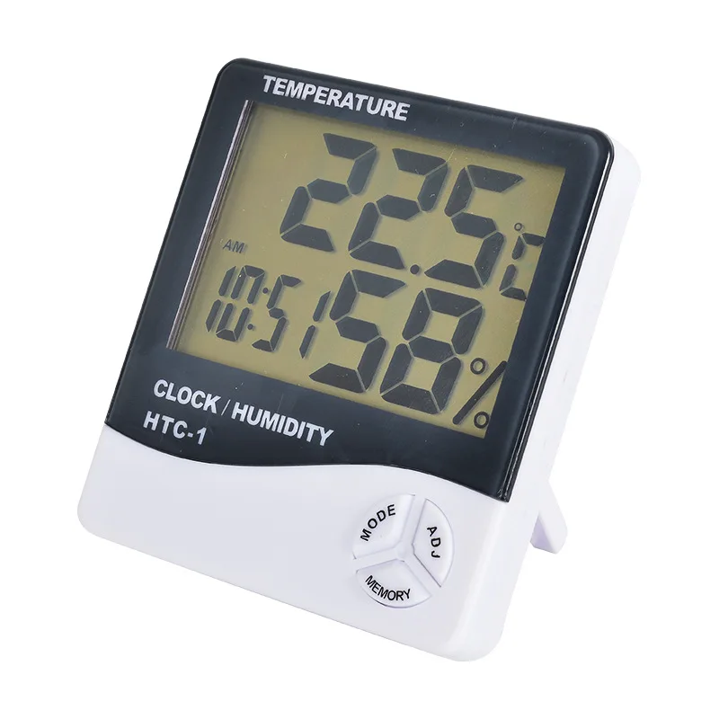 Thermometer With Hygrometer Clock For Eyelash Extension Indoor Outdoor Digital LCD Eyelash Digital Humidity Thermometer