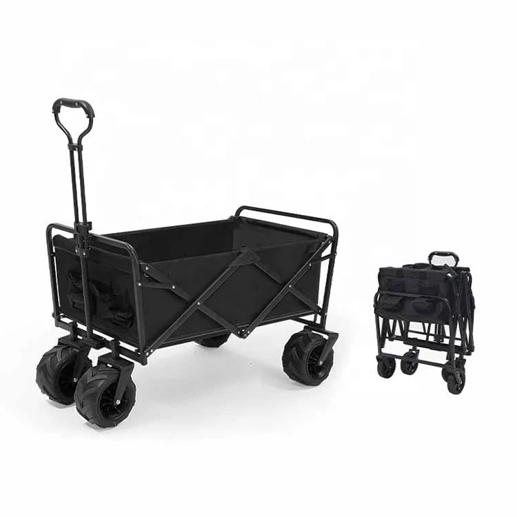Outdoor Indoor Utility Foldable Garden 4 Wheel Trolley Sturdy Folding Wagon Beach Camping Cart