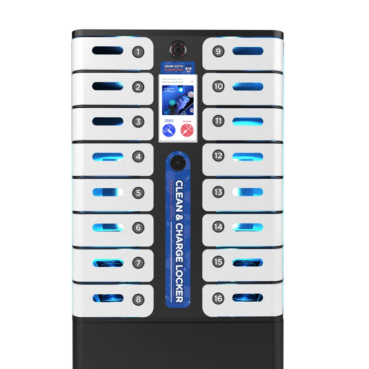 
 Y2 повер Макс 16 Bay Mobile дезинфекции & Charge шкафчик PL-SD16-Y2 коммерчески зарядная станция сотового телефона с уфл дезинфицирование  