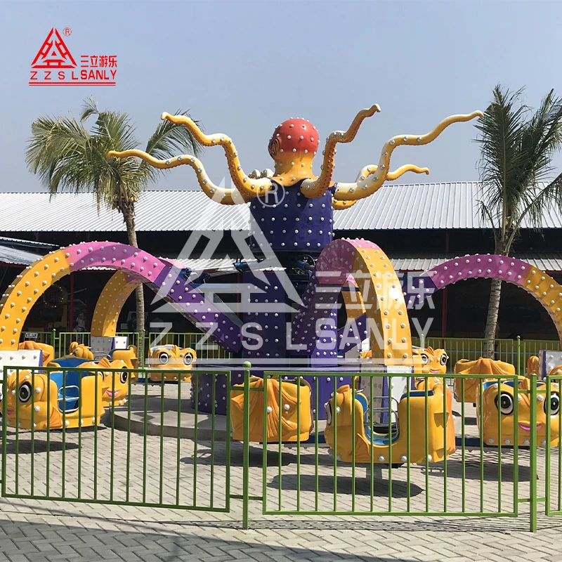 Sanly Manufacturer Outdoor Playground Fairground Kiddie Carnival Rotary Fly Octopus Amusement Park Rides Big Octopus For Sale