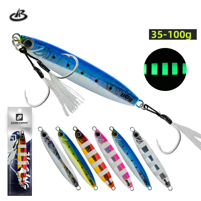 New Model Shore and Slow Pitch Jigging Lure 35g 45g 60g 80g Trout Bass Bait Long Casting Metal Artificial Lead Fish