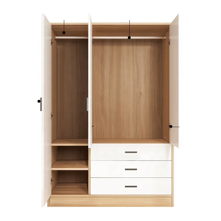 Modern wooden wardrobe bedroom furniture open style storage closet drawer clothes wardrobe cabinet