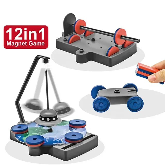 Hot Sell 12 in 1 Physics DIY Science Experiments Magnet game Stem magnet science kit for kids