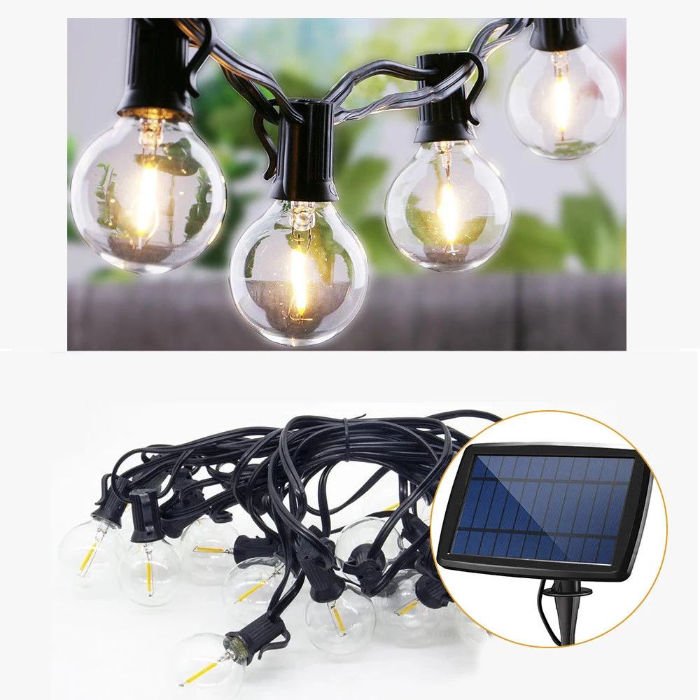 Solar Waterproof  Hanging Christmas Backyard Patio Cafe Garden Solar Garden Light Outdoor String Festival Lights bulb