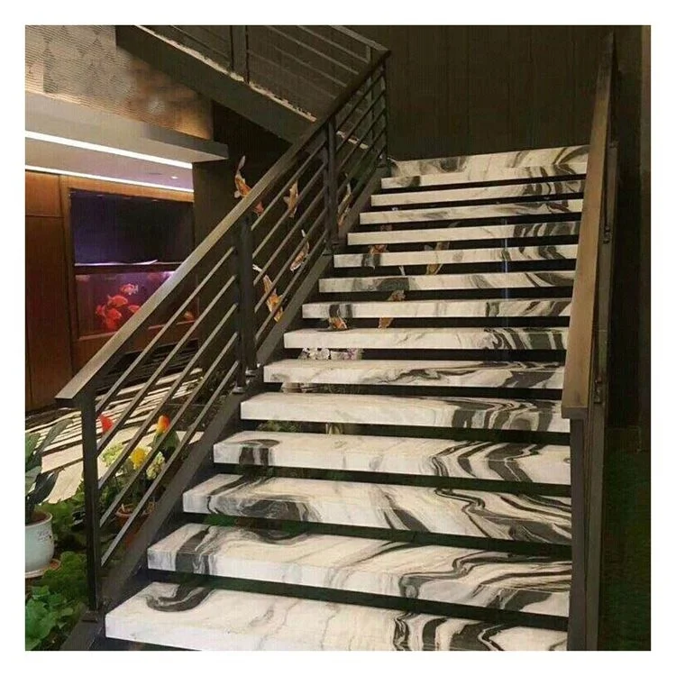 SHIHUI Modern Design Chinese Panda White Natural Stone Graphic Design Contemporary Hotel White Marble Stairs Treads for Sale