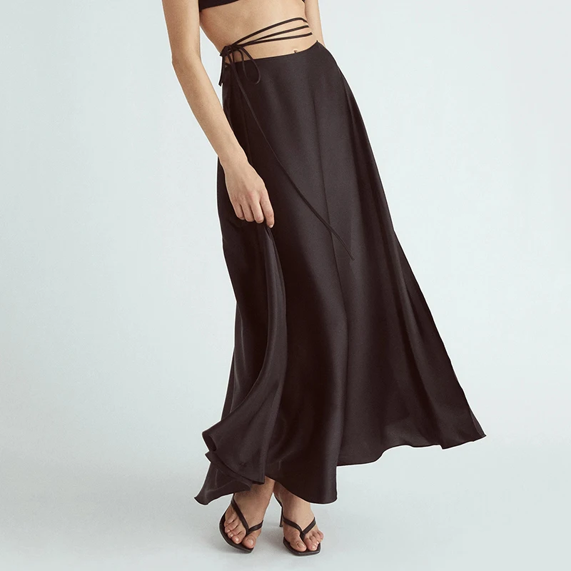 Spring/Summer 2022 new arrivals new arrivals fashion women sexy slit bandage high waist long satin skirt