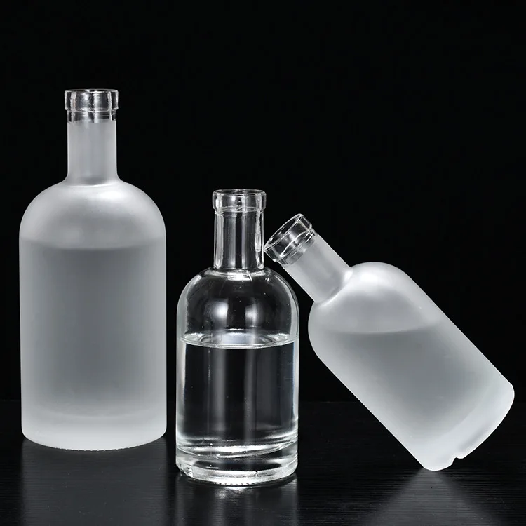 200ml 375ml 500ml 750ml 1000ml Empty Clear Round Vodka Liquor Glass Bottle for Whisky, Rum, Tequila, Vodka, Liquor, Wine