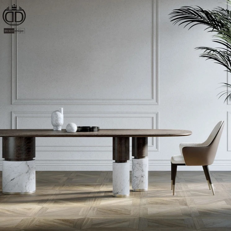 Luxury italian modern nordic 6 8 seater dining table set oval wooden luxury dining table and chairs sets