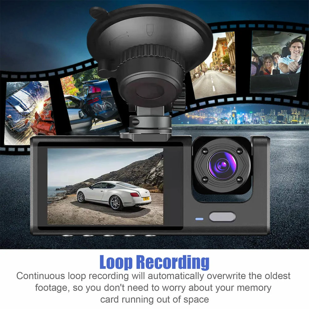 New OEM/ODM 3 Channel Dash Cam 1080P Camera Triple Way Car Video Recorder Dashcam Front and Rear Car Camera with Night Vision