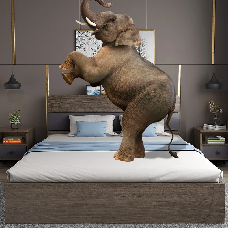 Apartment simple hotel panel bed modern minimalist bedroom furniture king queen platform bed frame