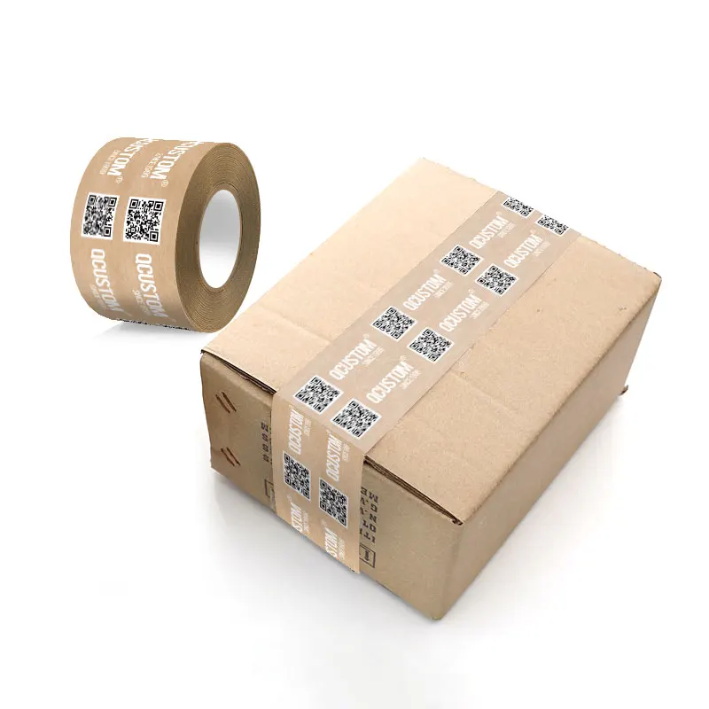 Eco friendly packing tape self adhesive paper tape custom kraft packaging tape