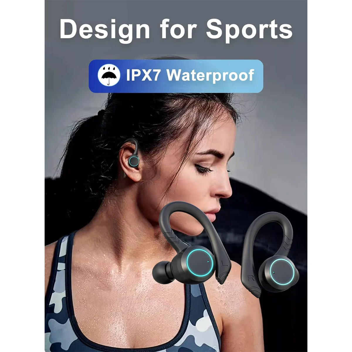 Wireless Earbuds Headphones Charging Case True Wireless Earbuds Earbuds Noise Cancelling with Microphone for Outdoor Running