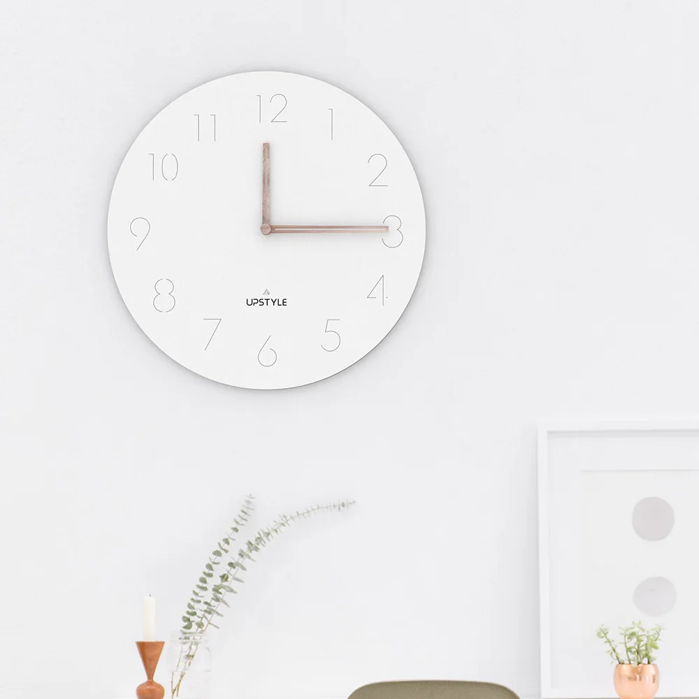 Custom European Retro Vintage Decorative 14 Inch Mdf Circular Wooden Wall Clock By Battery Operate