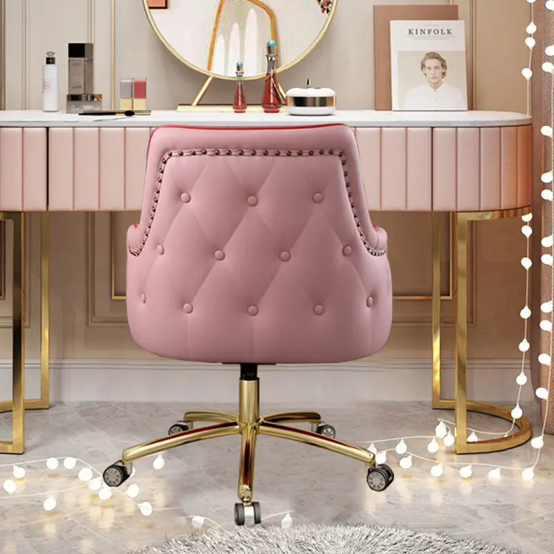 Luxury home metal leather computer, leisure, executive office, spin, gold games study desk and chair