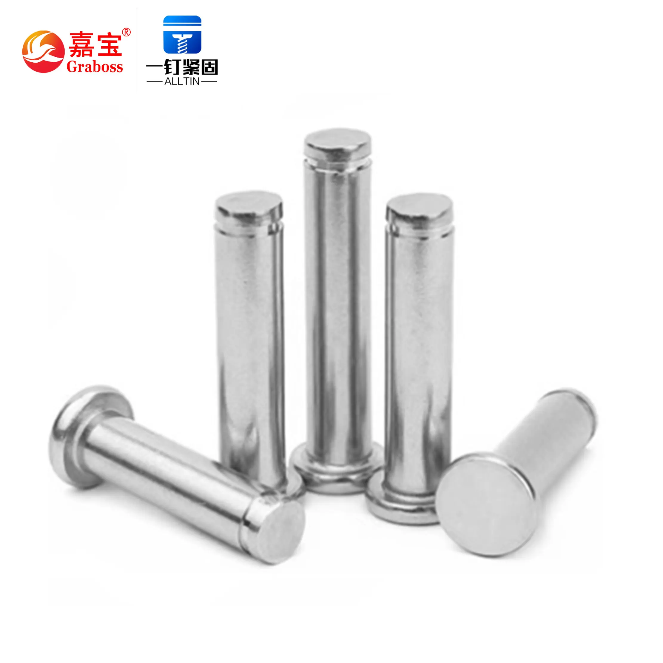304 Stainless Steel Flat Head Grooved Pin Cylindrical Pin Circlip Positioning Pin M3 M4 M5 M6 M8 M10 M12