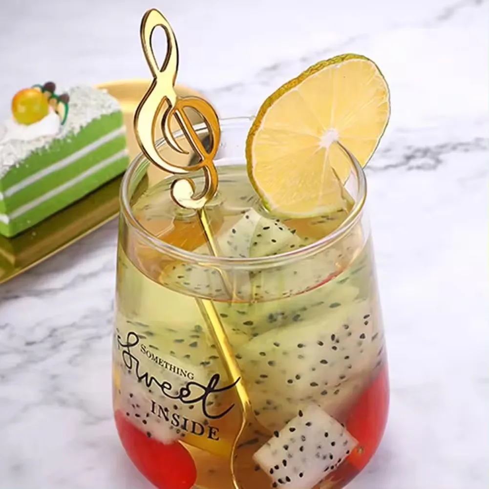 Factory Stainless Steel Coffee Spoon Ice Cream Scoop Music Note Tea Spoon Mini Mixing Spoon