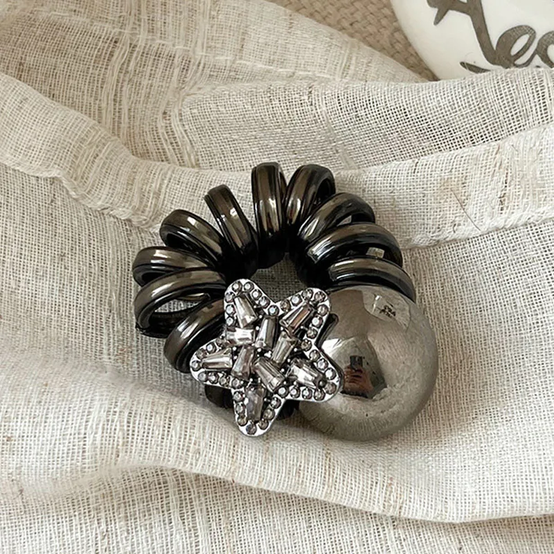 Genya New Design Pearl Beads Plastic Telephone Wire Hair Ties High Elastic Rubber Hair Band for Women Girls elastic hair bands