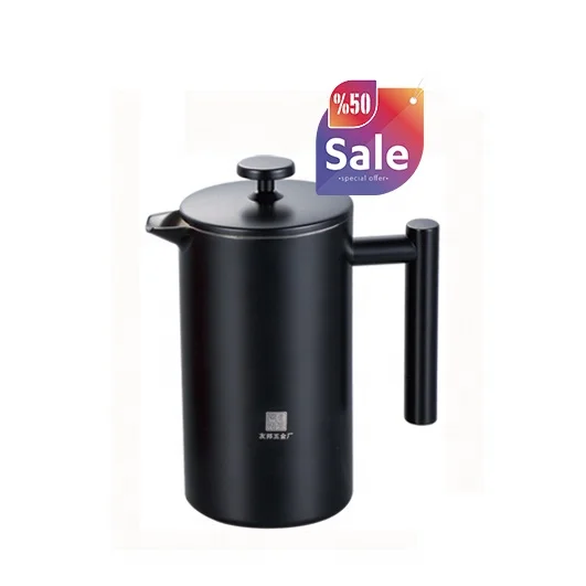 
Amazon 1000ml 34oz stainless steel double wall matte black color french press 